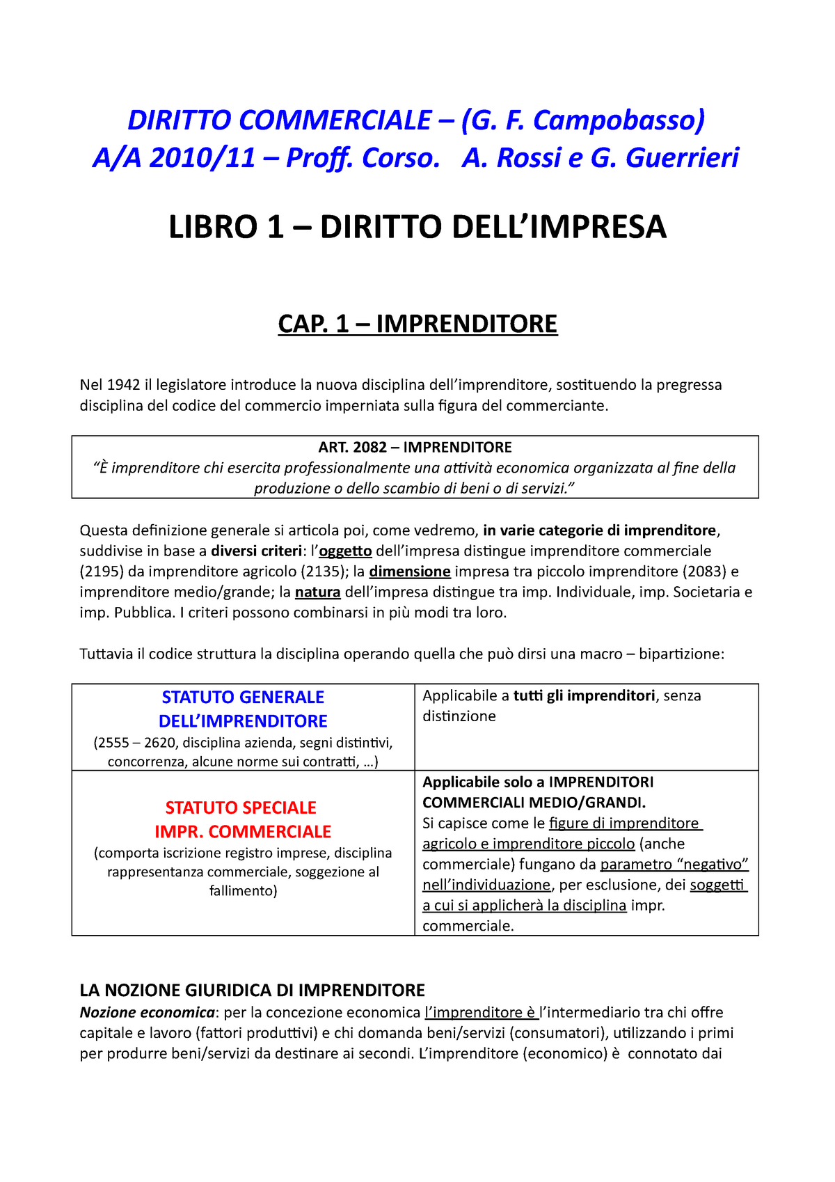 Riassunto DEL Manuale DI Diritto Commerciale PDF - sesta edizione campobasso  - - Studocu