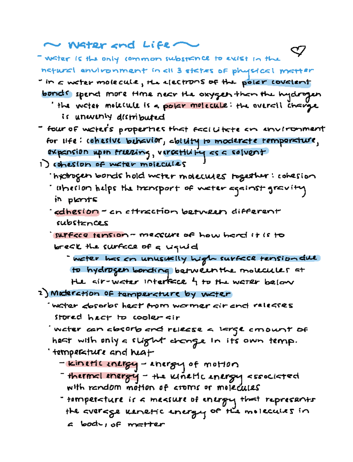 Chapter 3 - Lecture Notes 4 - Water And Life Water Is The Only Common 