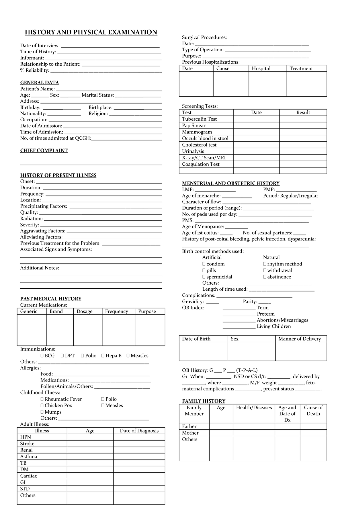 History Taking and PE Answer Sheet - HISTORY AND PHYSICAL EXAMINATION ...