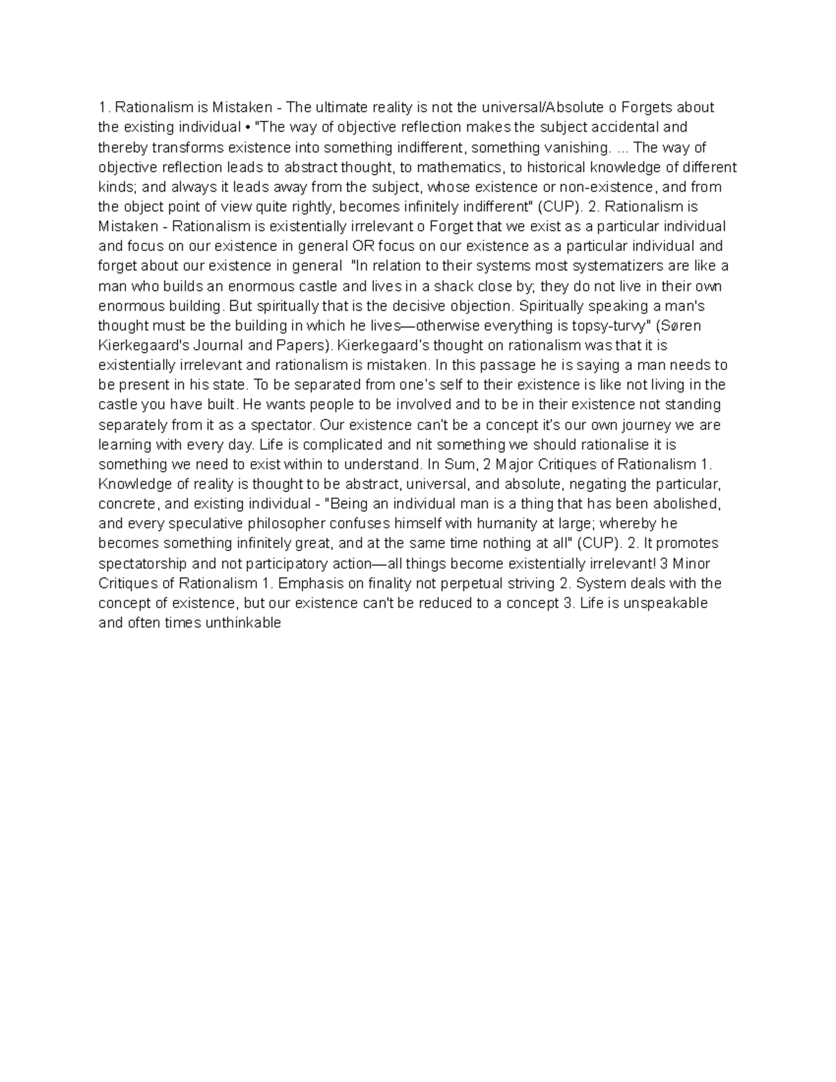 Pp218 notes pt2 - Rationalism is Mistaken - The ultimate reality is not ...