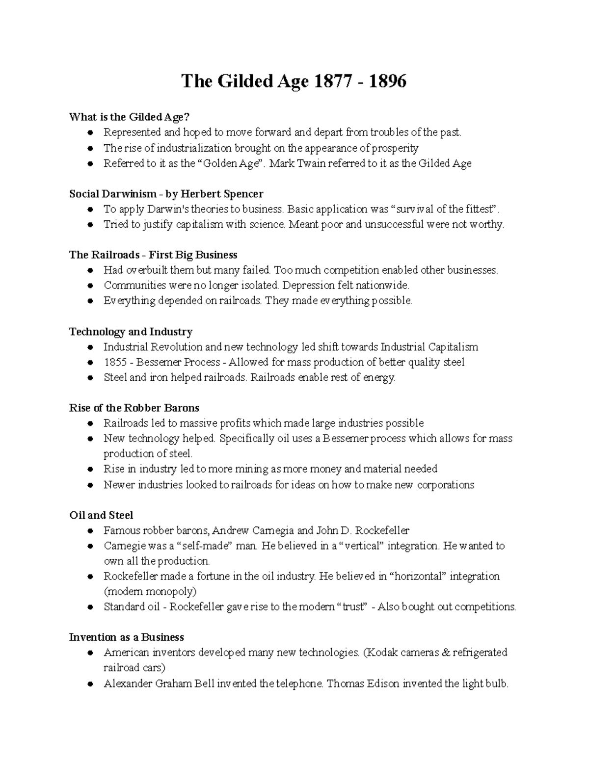 The Gilded Age 1877 1896 HIST 1493 The Gilded Age 1877 1896 What