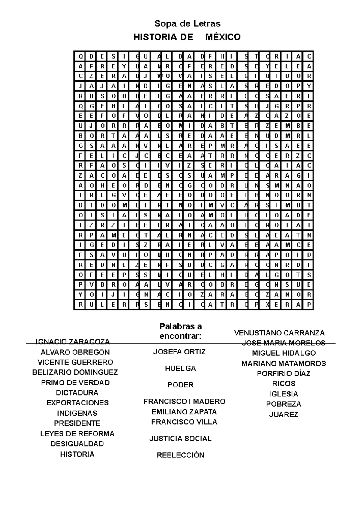 Sopa De Letras De Historia Para Imprimir - Image to u