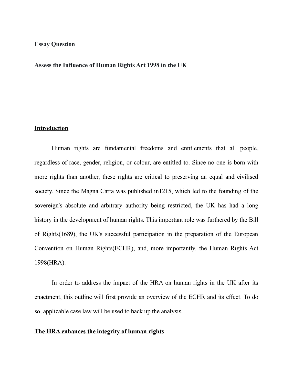 2-assess-the-influence-of-human-rights-act-1998-in-the-uk-essay