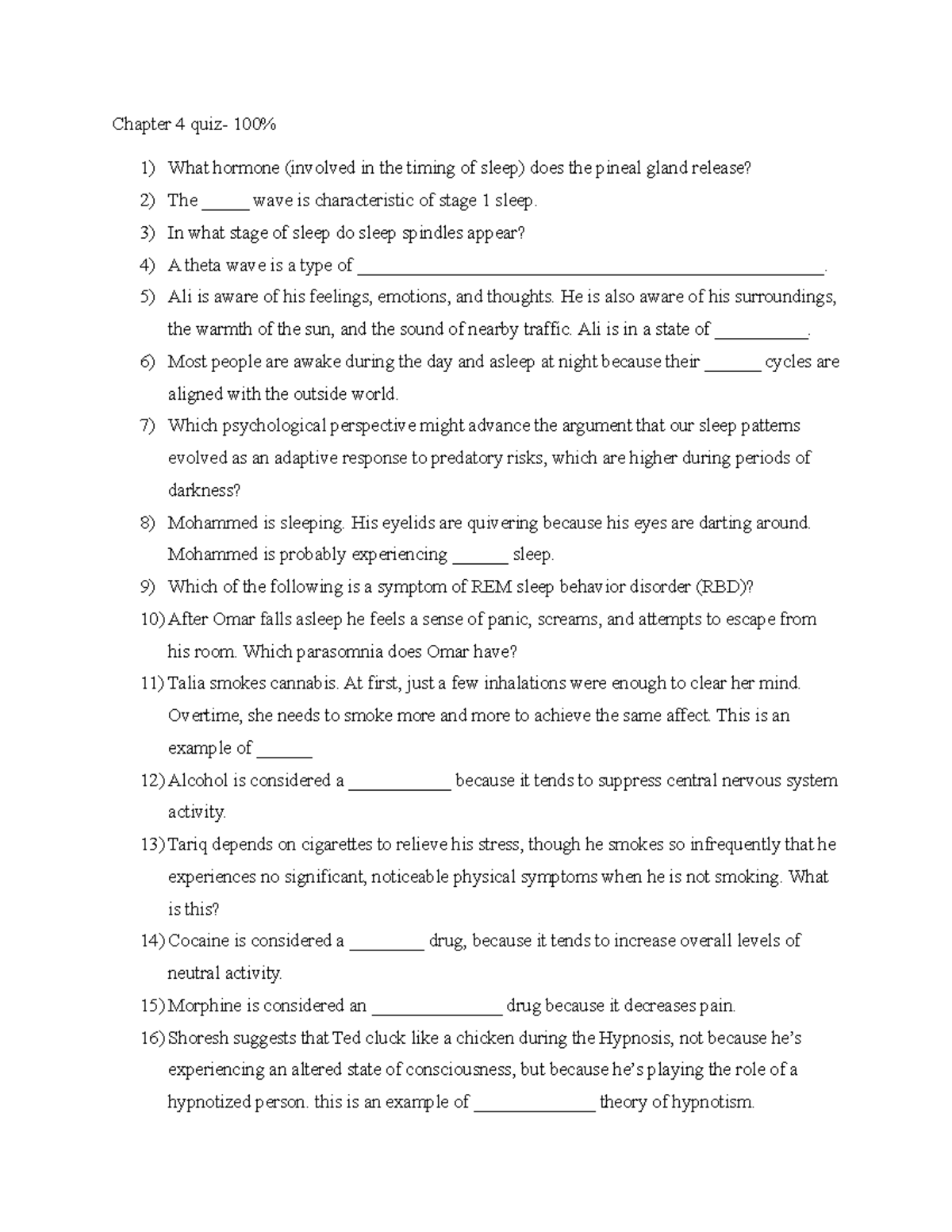 Chapter 4 quiz - Chapter 4 quiz- 100% What hormone (involved in the ...