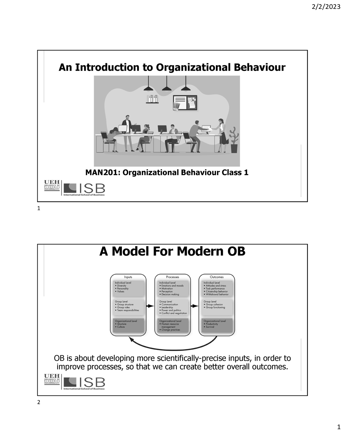 Session 1 - An Introduction To Organizational Behaviour MAN201 ...