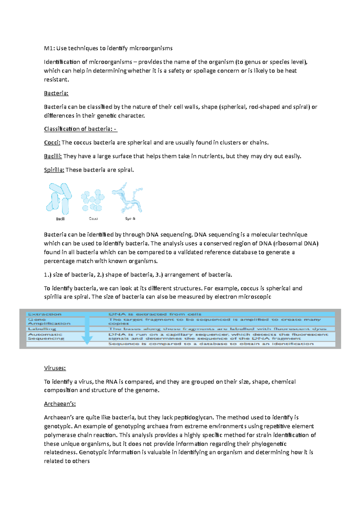 Microorganisms: - M1: Use techniques to identify microorganisms ...