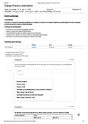 Trabajo Práctico Individual II Estadistica I - Trabajo Práctico ...