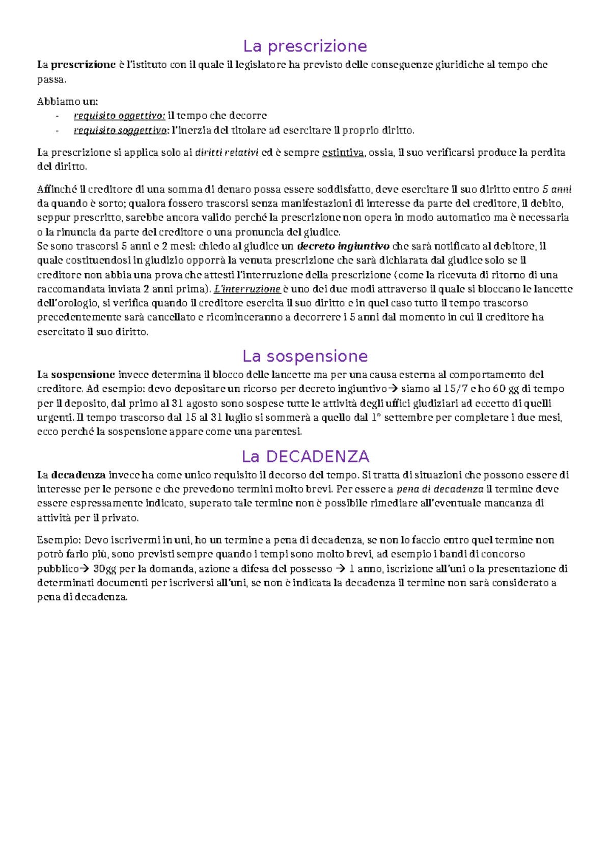 Lezione 6 - La prescrizione - La prescrizione La prescrizione è l ...