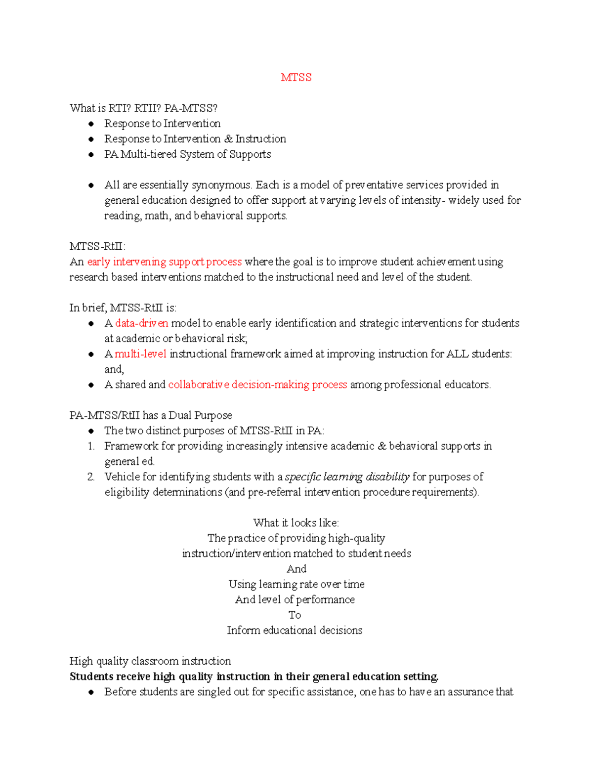 dissertations on mtss