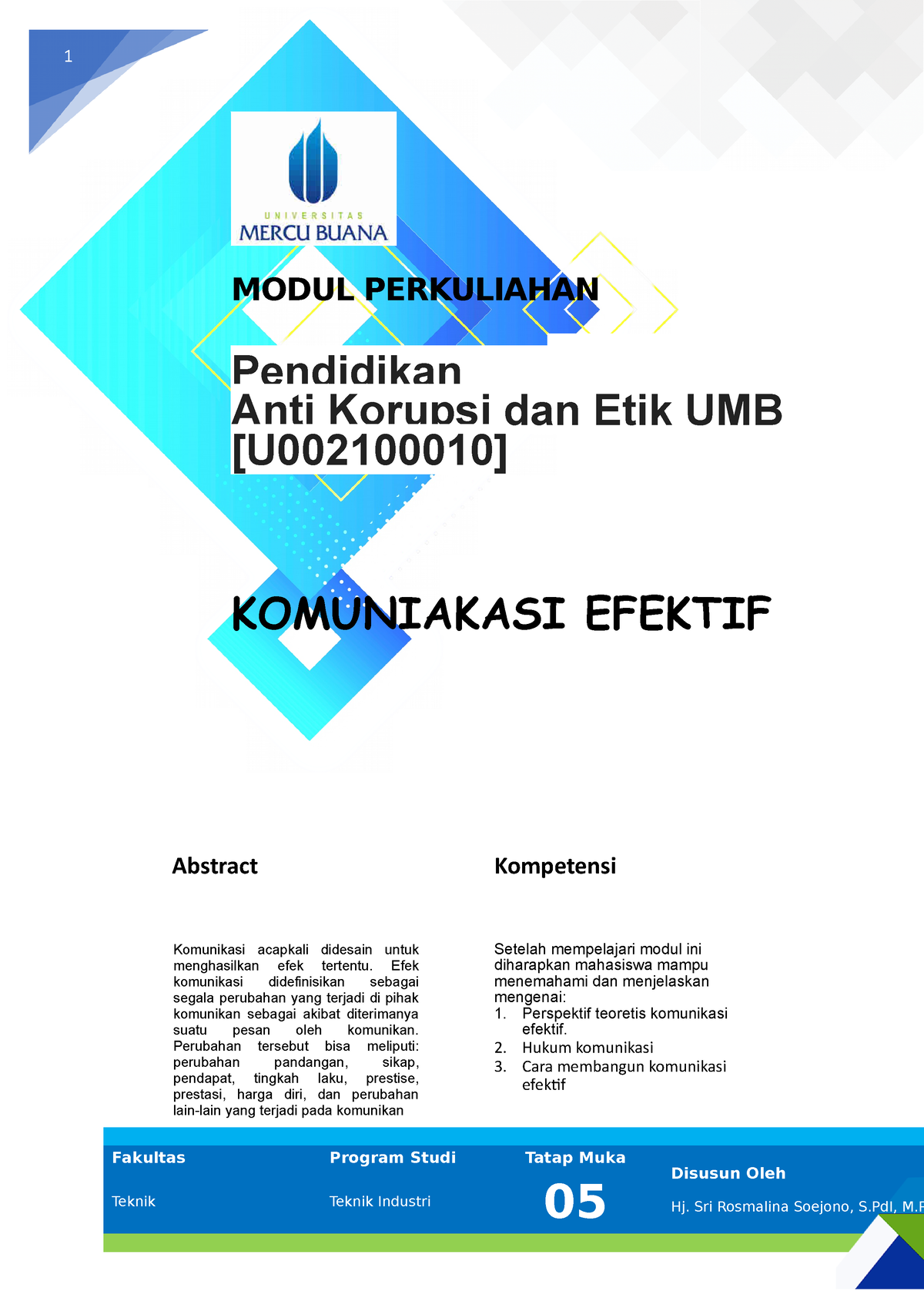 Modul Pendidikan Anti Korupsi Dan Etik UMB [TM5] - 1 MODUL PERKULIAHAN ...