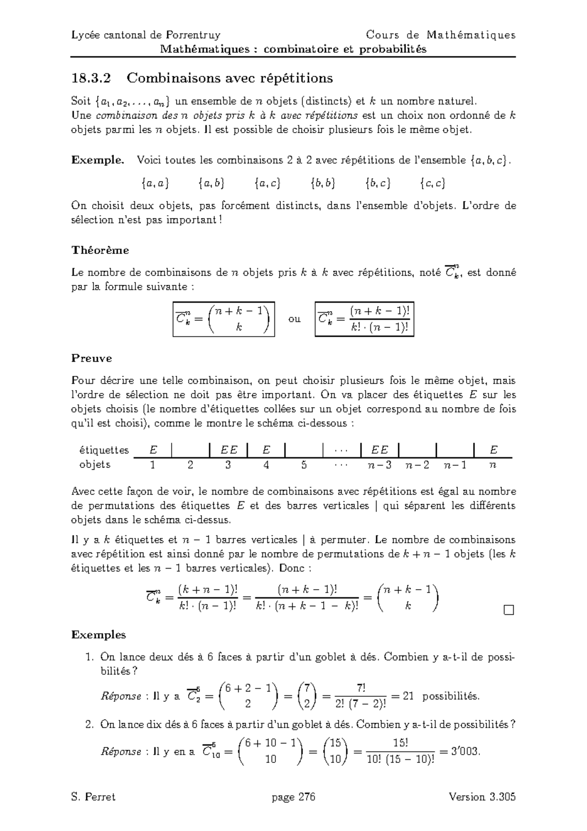 Cours DF-96 - Lycée Cantonal De Porrentruy Mathématiques : Combinatoire ...