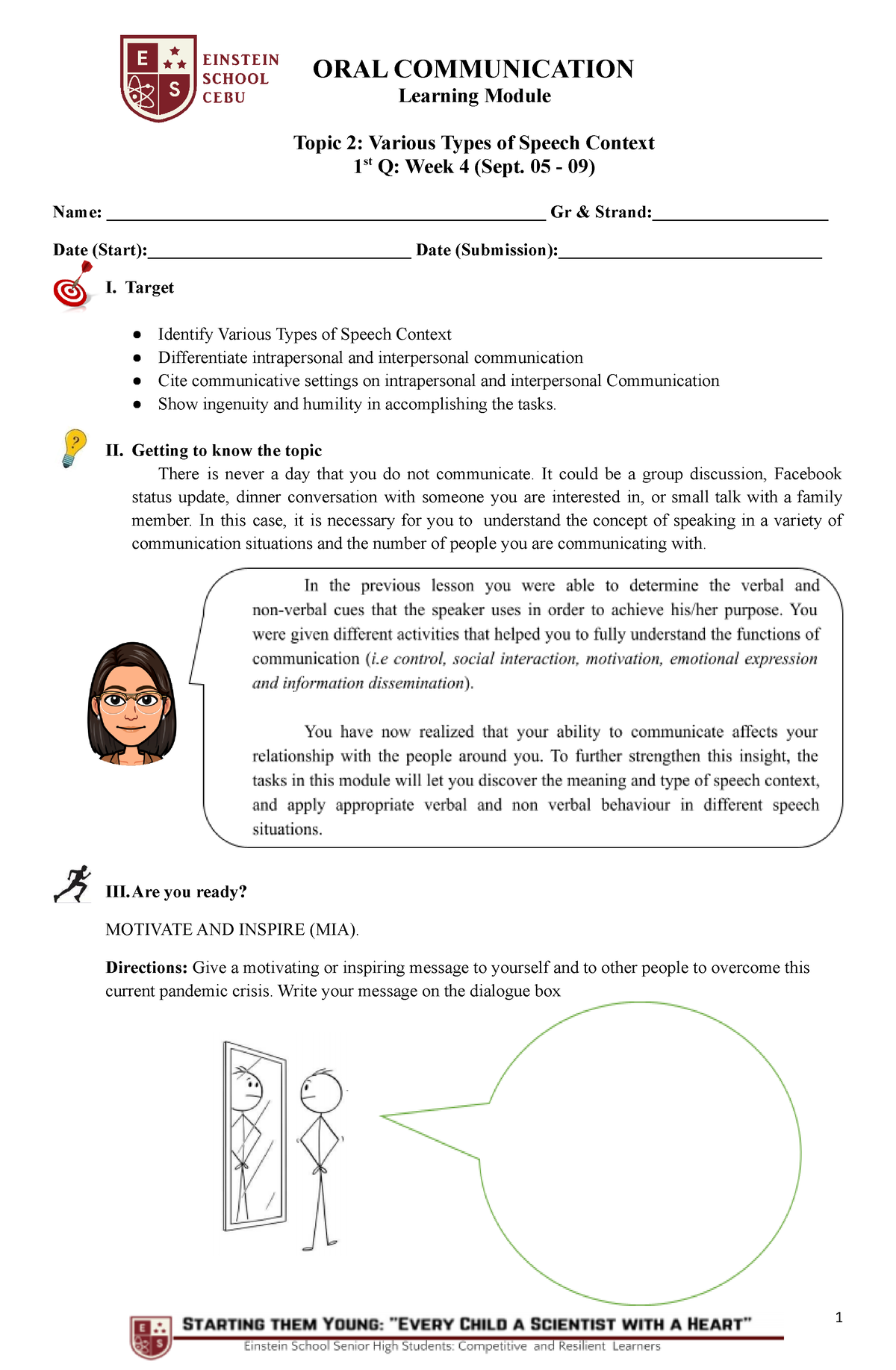 types of speech context oral communication module