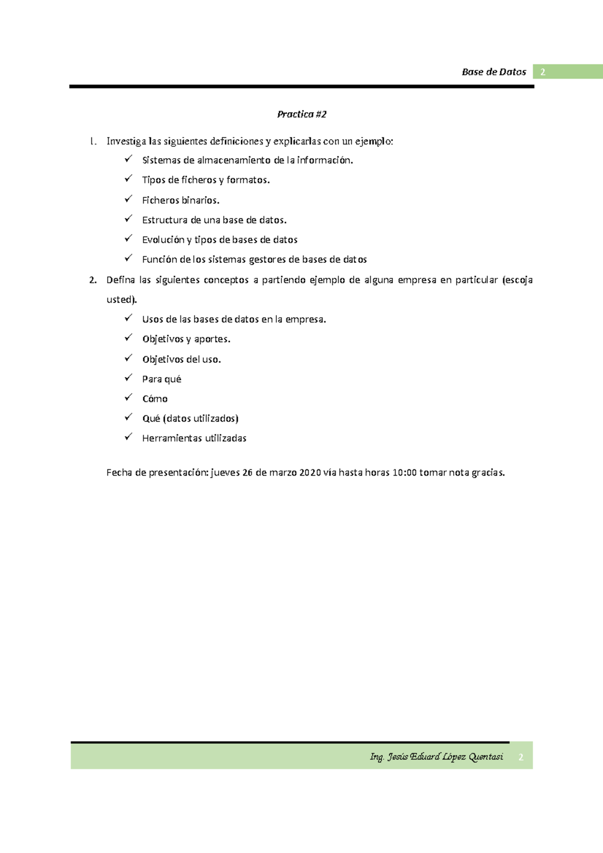 Mer bd 020 - apunteeees akjsdncak - 2 Base de Datos 2 Practica # - StuDocu