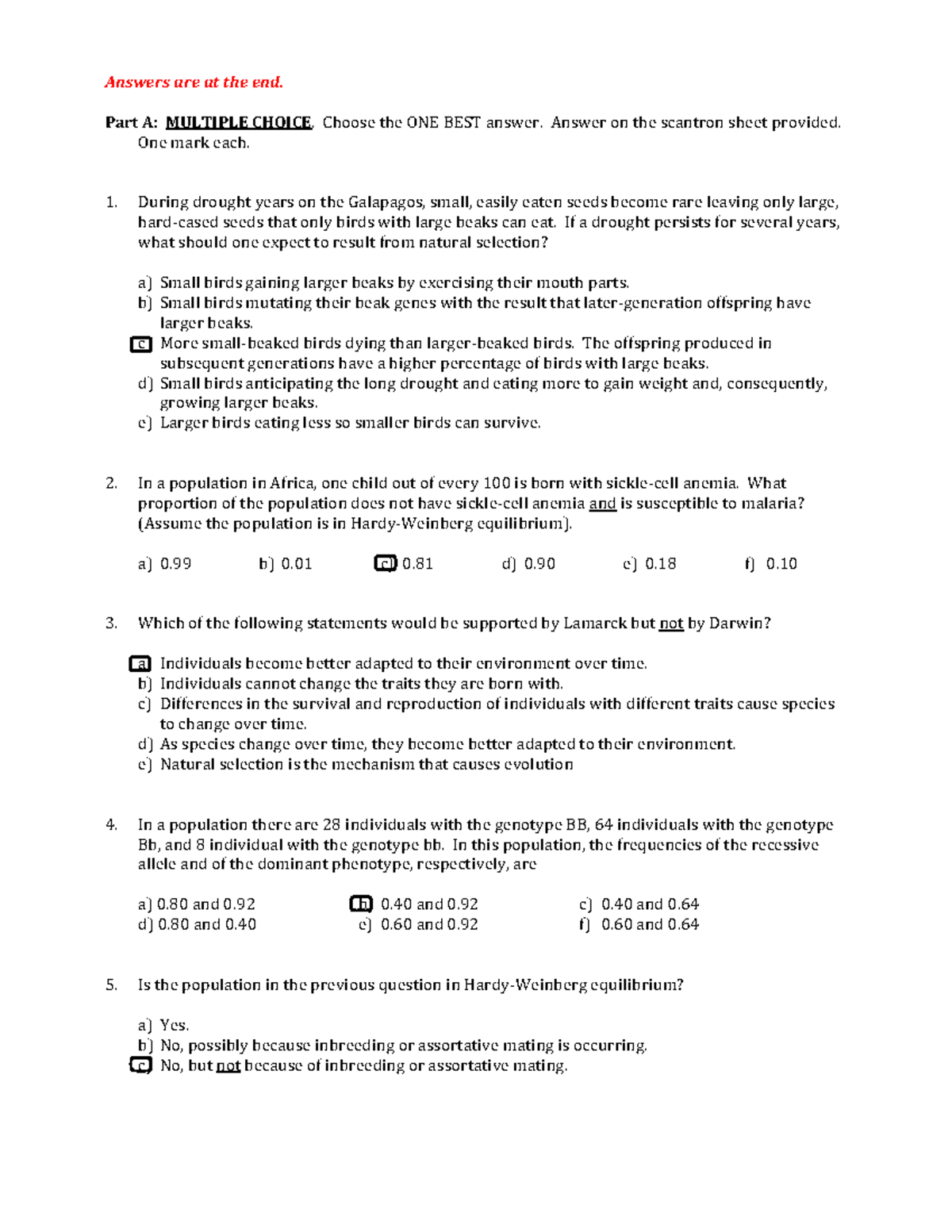 Old midterm questions with answers post - Answers are at the end. Part ...