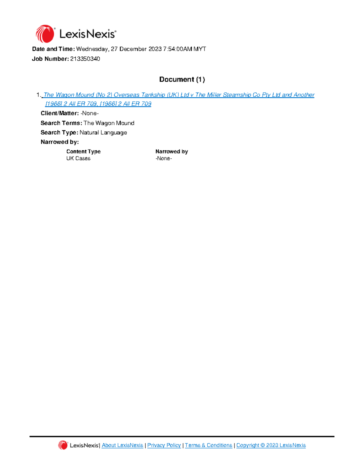 The Wagon Mound (No 2) Overseas Tankship (UK) Ltd v The Nuisance