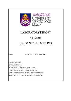 Latest Format FOR LAB Notebook AND LAB Report CHM207 MAR AUG2023 ...
