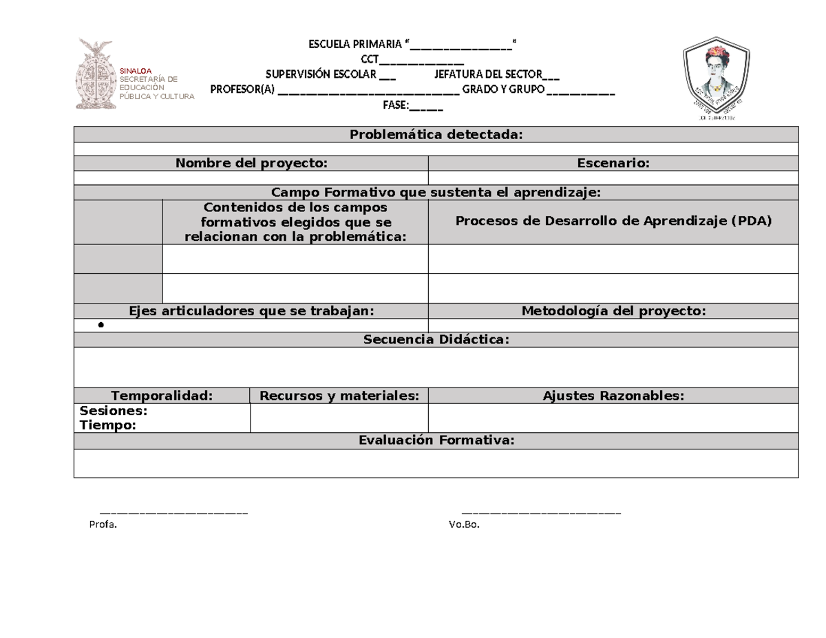 Formato Planeación Sinaloa SecretarÍa De EducaciÓn PÚblica Y Cultura