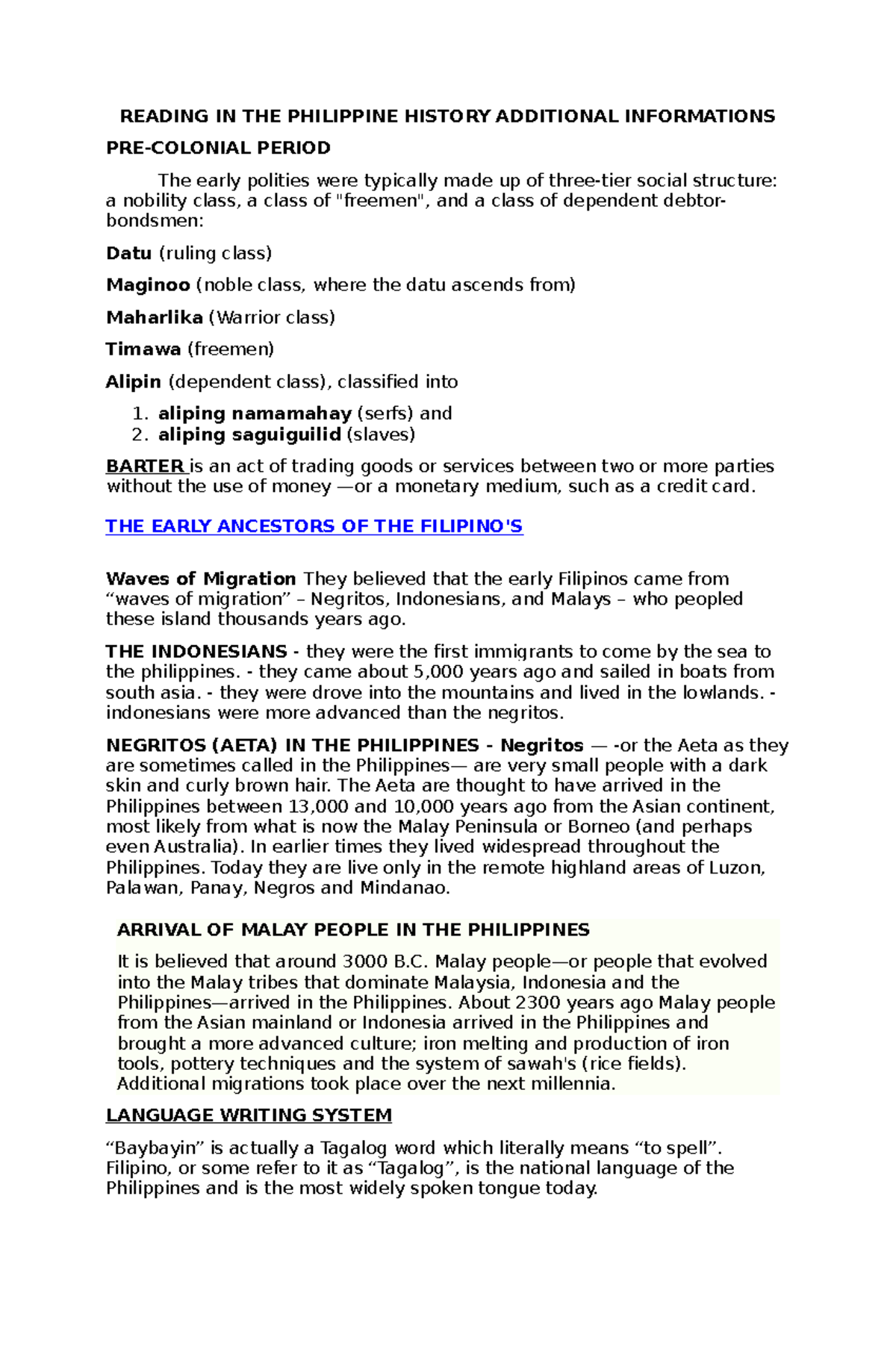 Reading IN THE Philippine History Additional Informations - READING IN ...