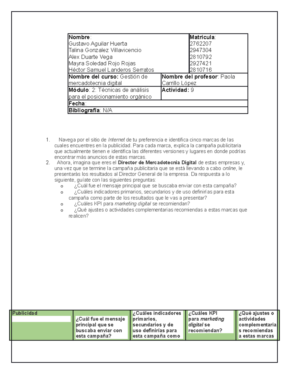 Actividad 9 taller de planeación y toma dé decisiones - TecMilenio ...