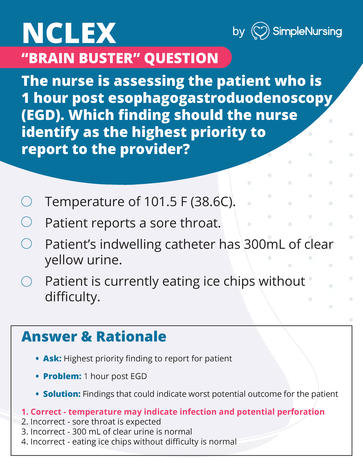 Nclex Brain Buster Questions by simple nursing - The nurse is assessing ...