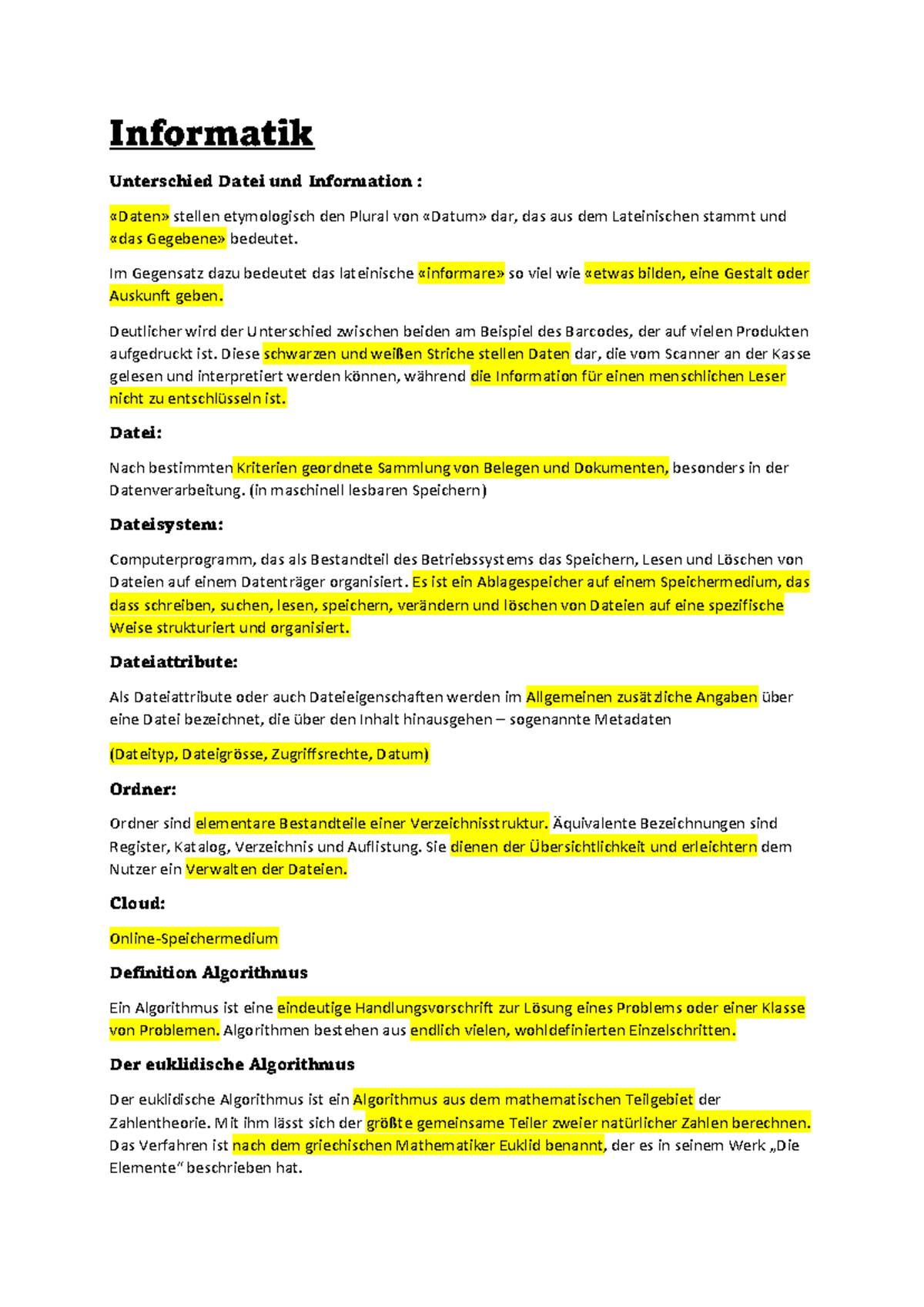 Unterschied Daten Und Information Info 1 - Zusammenfassung - Informatik Unterschied Datei und Information