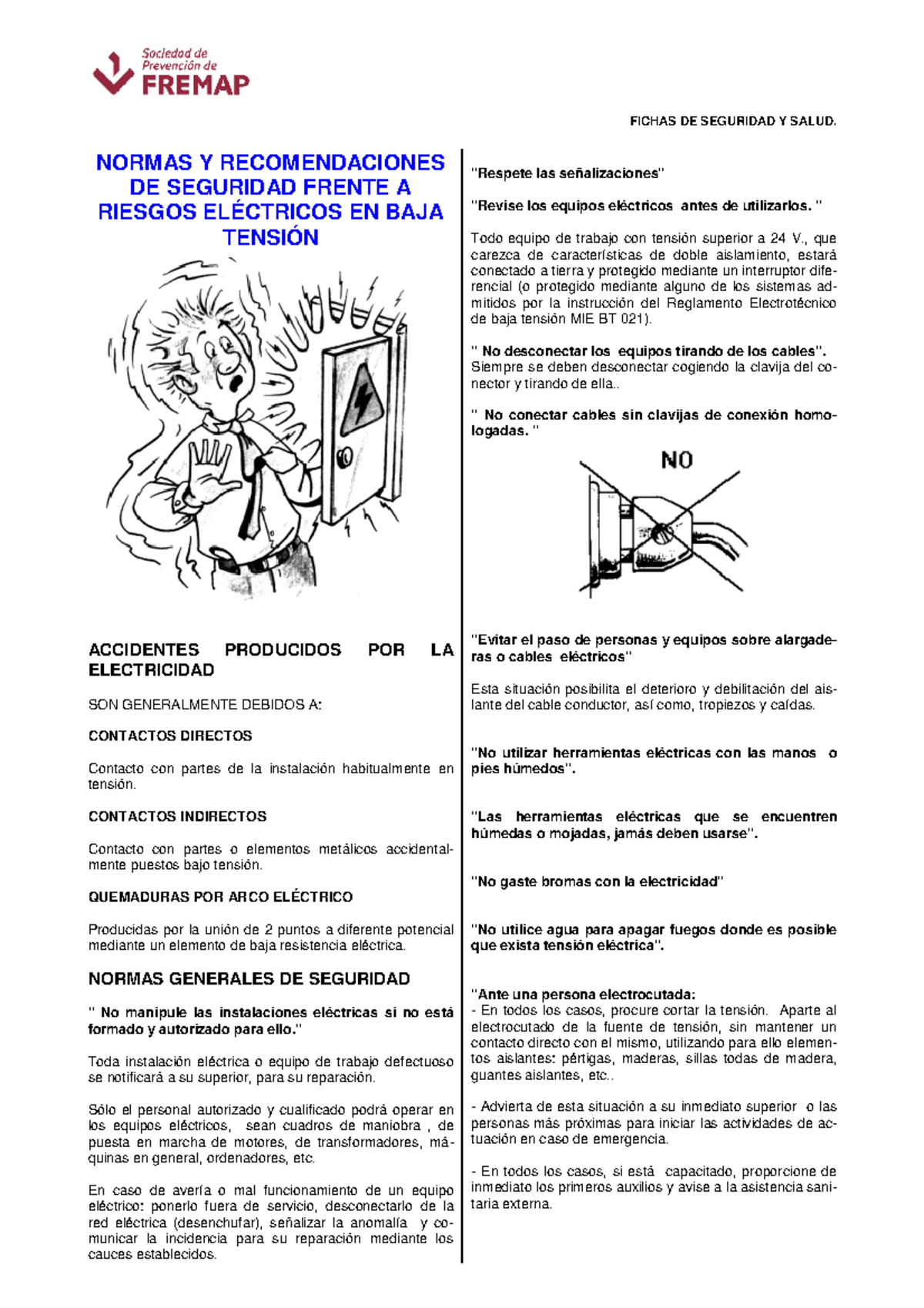 Normas De Seguridad Para BAJA Tension - FICHAS DE SEGURIDAD Y SALUD ...