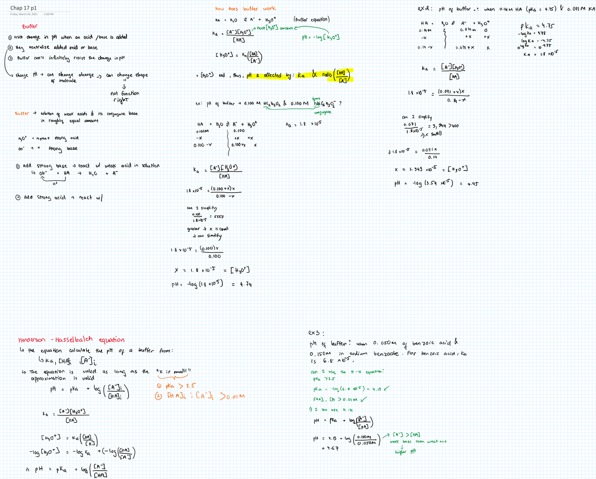 Chap 17 p1 - hand written lecture note - CHEM 122 - Studocu