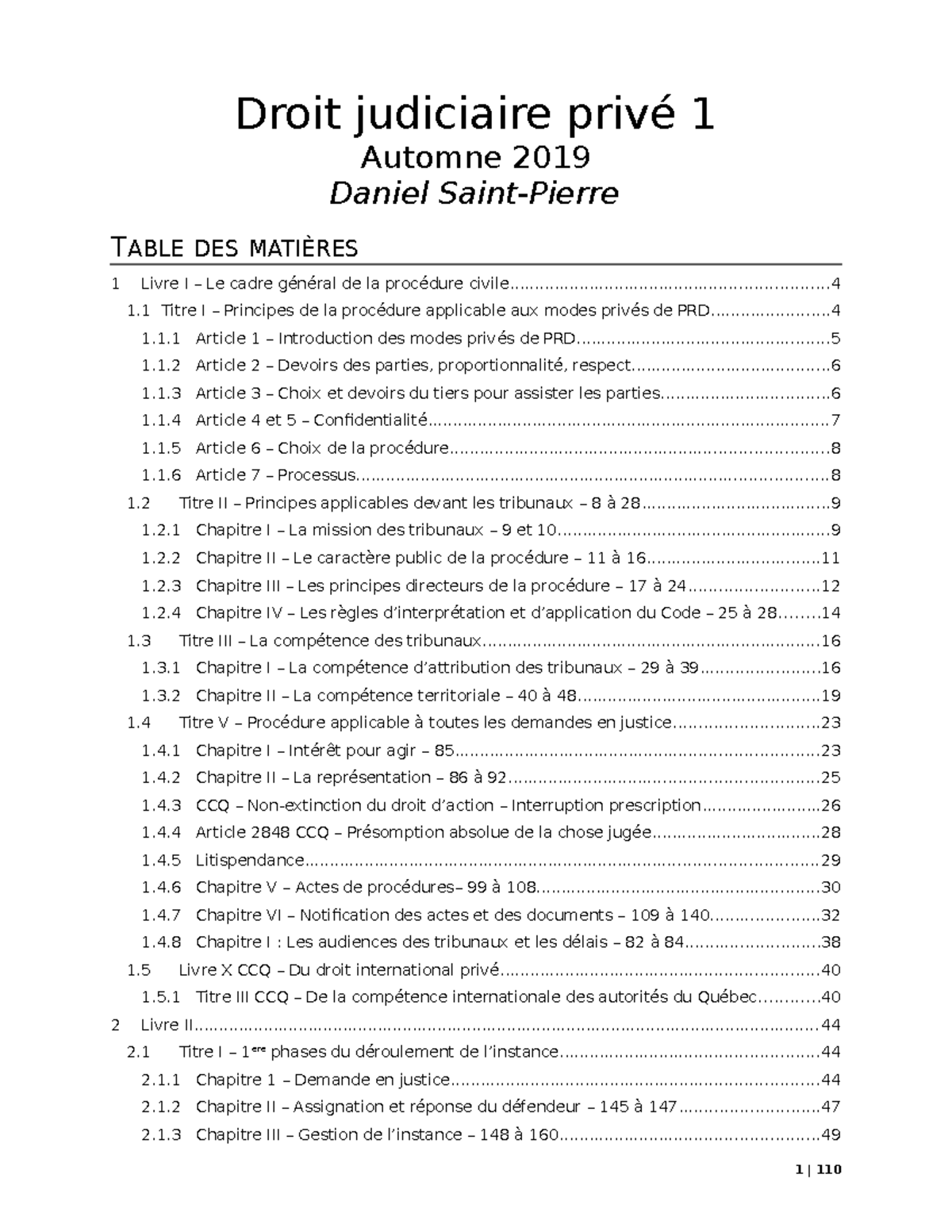 Procédure - Notes de cours - Daniel Saint-Pierre - Droit judiciaire ...