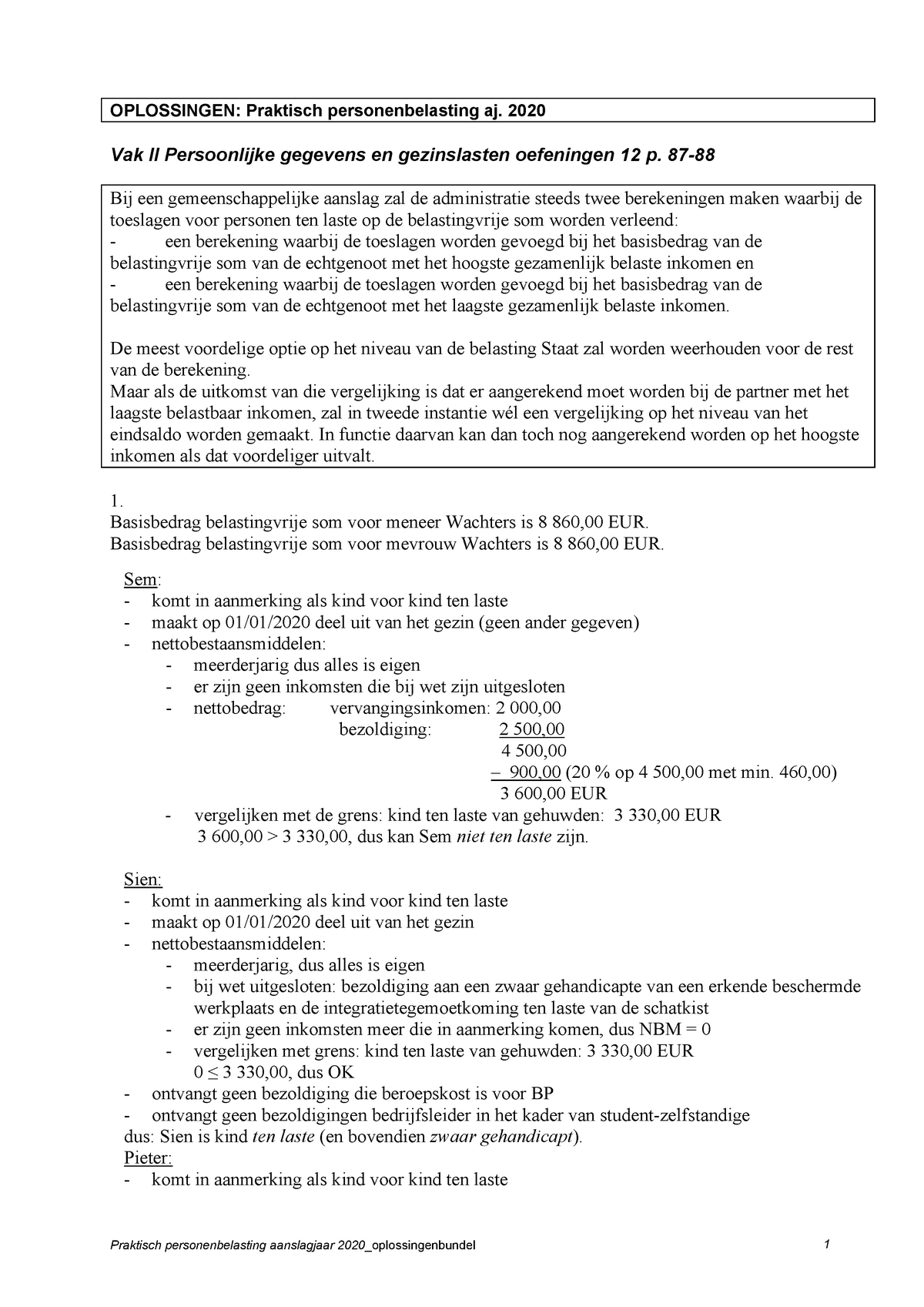 Oplosbundel Praktisch Pb Aanslagjaar 2020 Vak II - OPLOSSINGEN ...