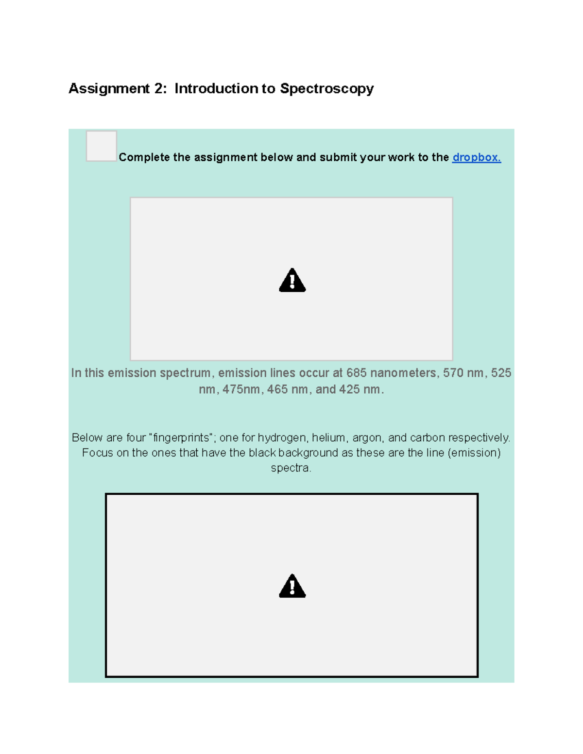 Assignment 2 Introduction to Spectroscopy - Assignment 2: Introduction ...