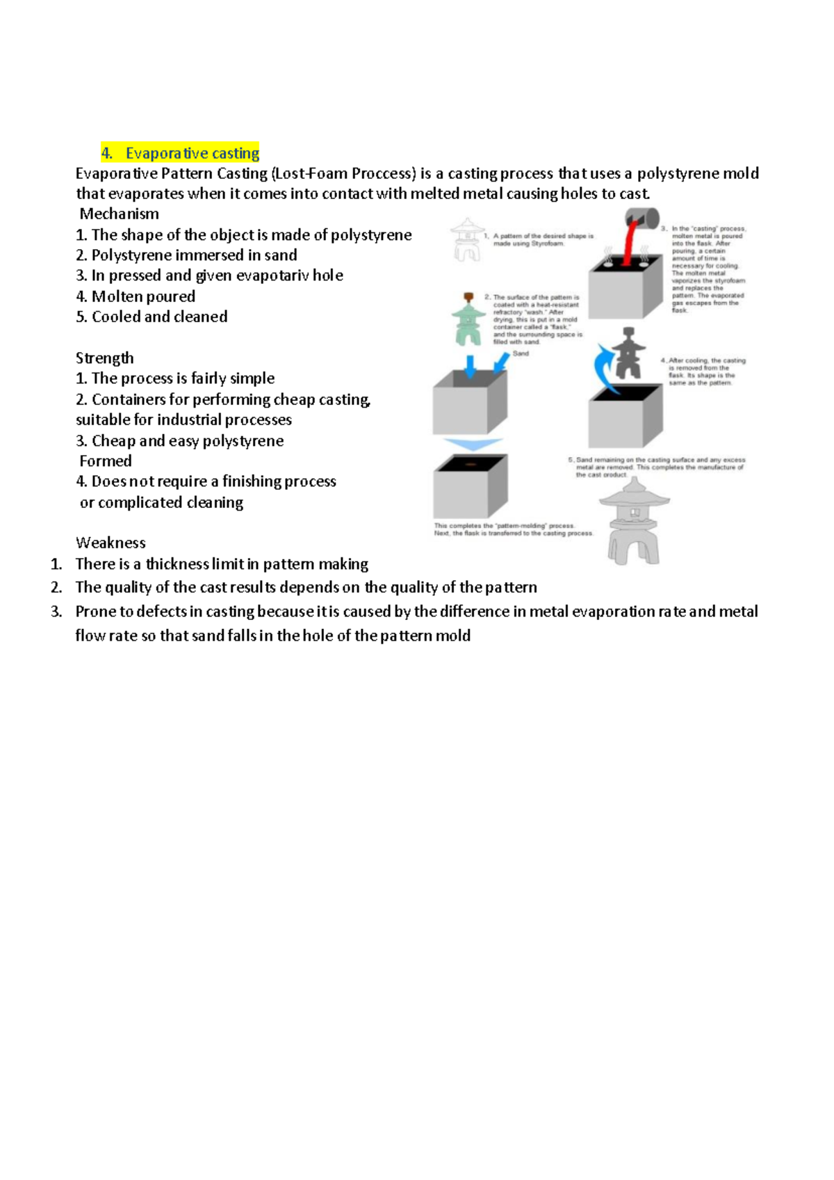 Type of Casting - Evaporative casting Evaporative Pattern Casting (Lost ...