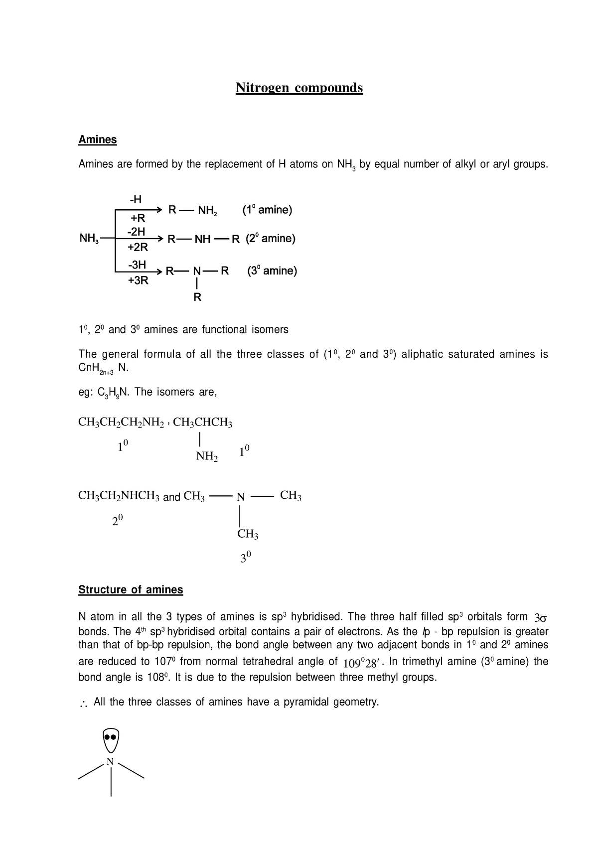 Nitrogen Compounds Nitrogen Compounds Amines Amines Are Formed By The