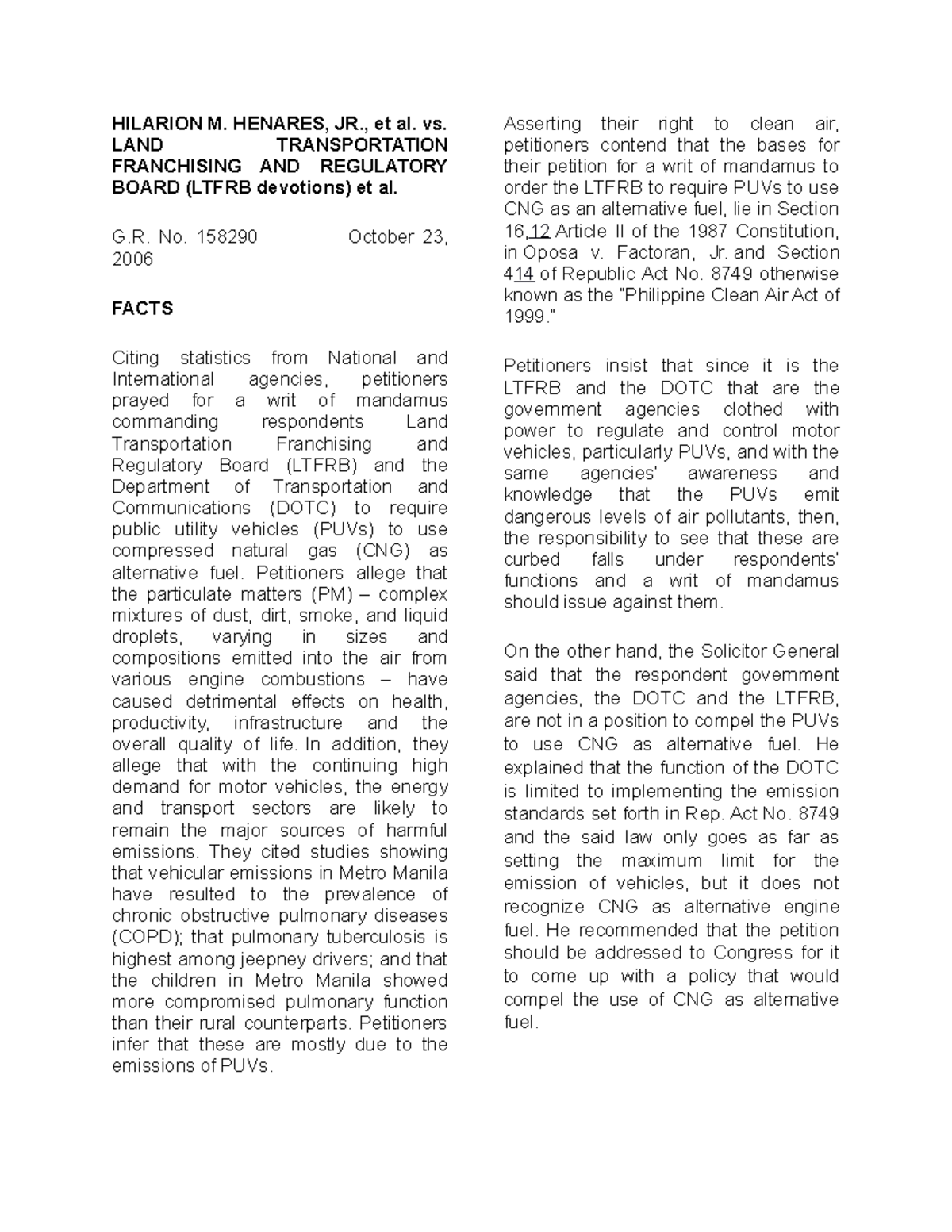 Natres Reviewer - HILARION M. HENARES, JR., et al. vs. LAND ...