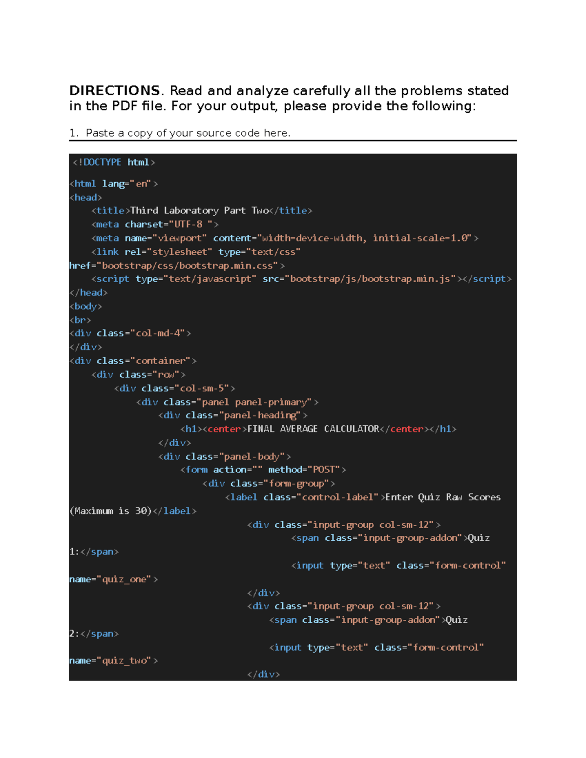 Lab Activity 3 PART 2 Output 101 - DIRECTIONS. Read and analyze ...