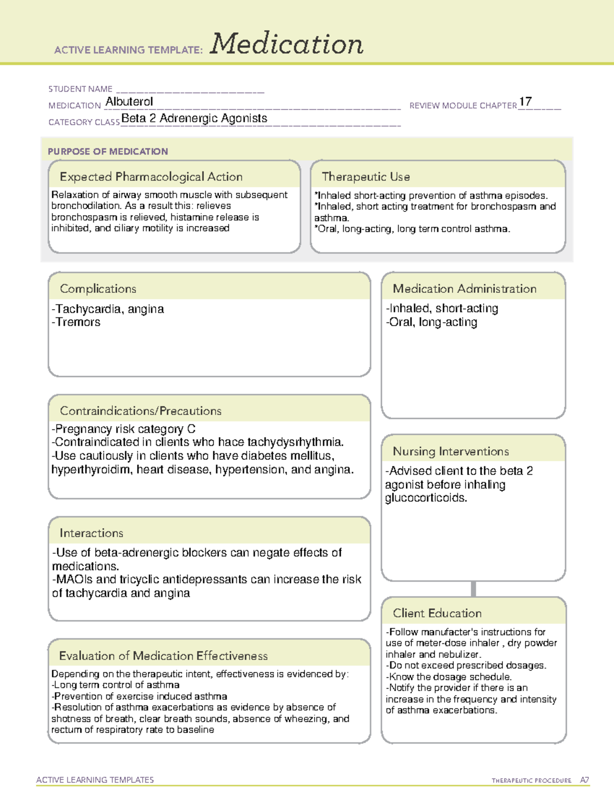 Asthma Medication ALT - alt - NS-122 - Studocu