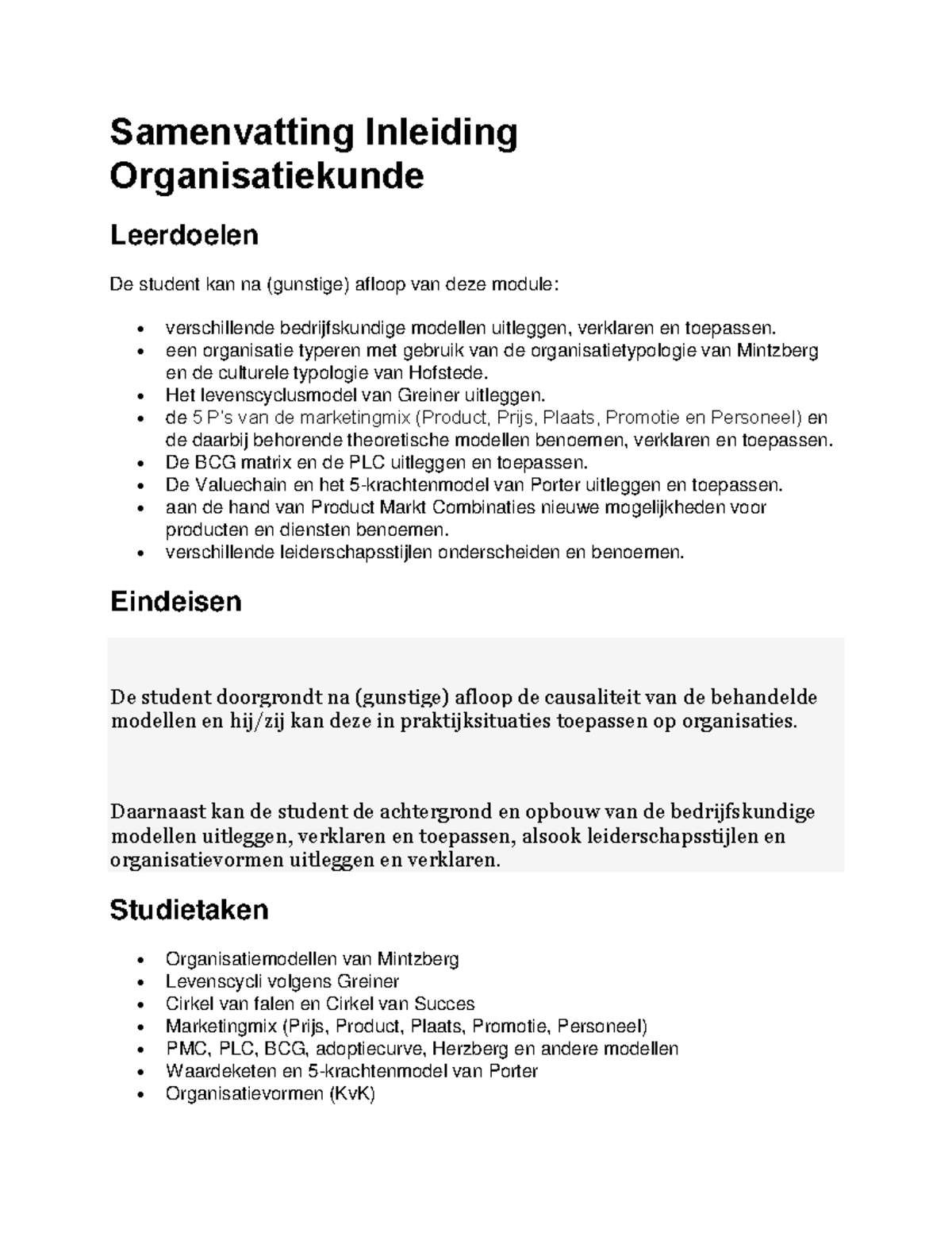 Samenvatting Inleiding Organisatiekunde - Samenvatting Inleiding ...