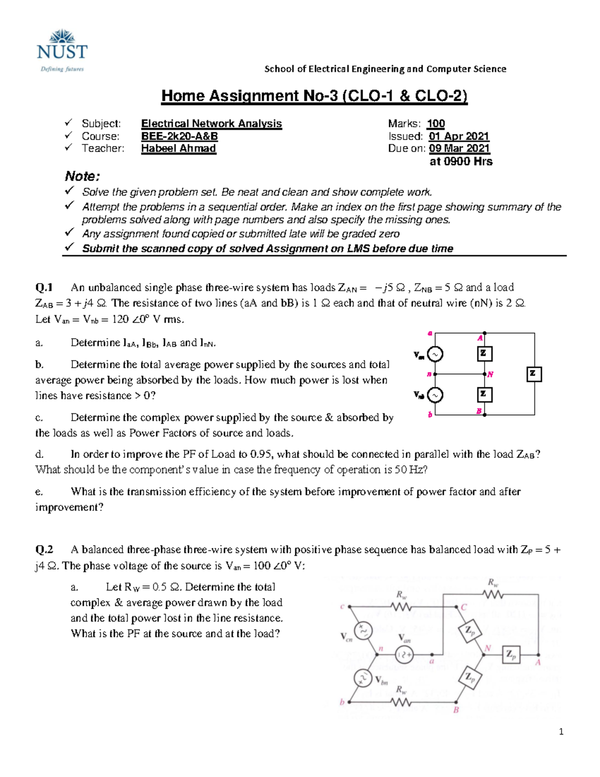 ENA BEE2k20 AB Home Assign 3 - School of Electrical Engineering and ...