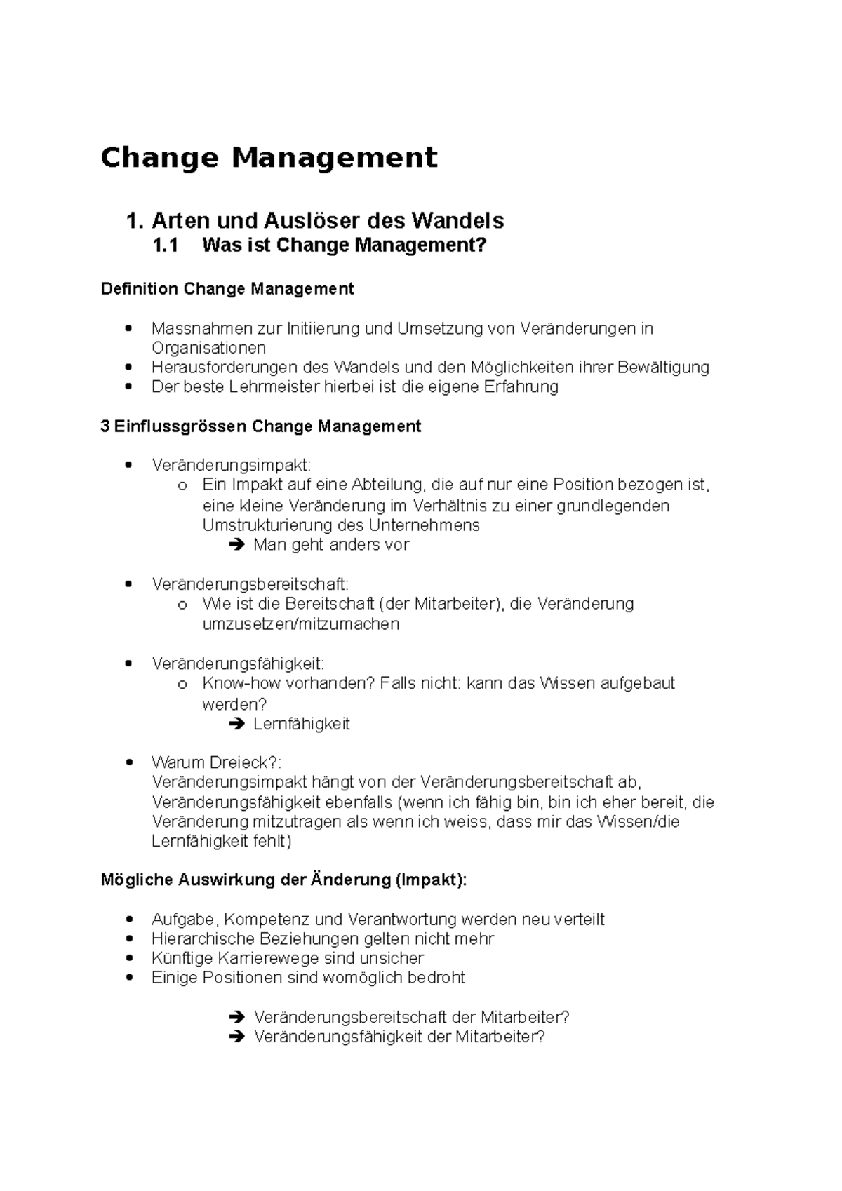 Change Management - Arten Und Auslöser Des Wandels 1 Was Ist Change ...