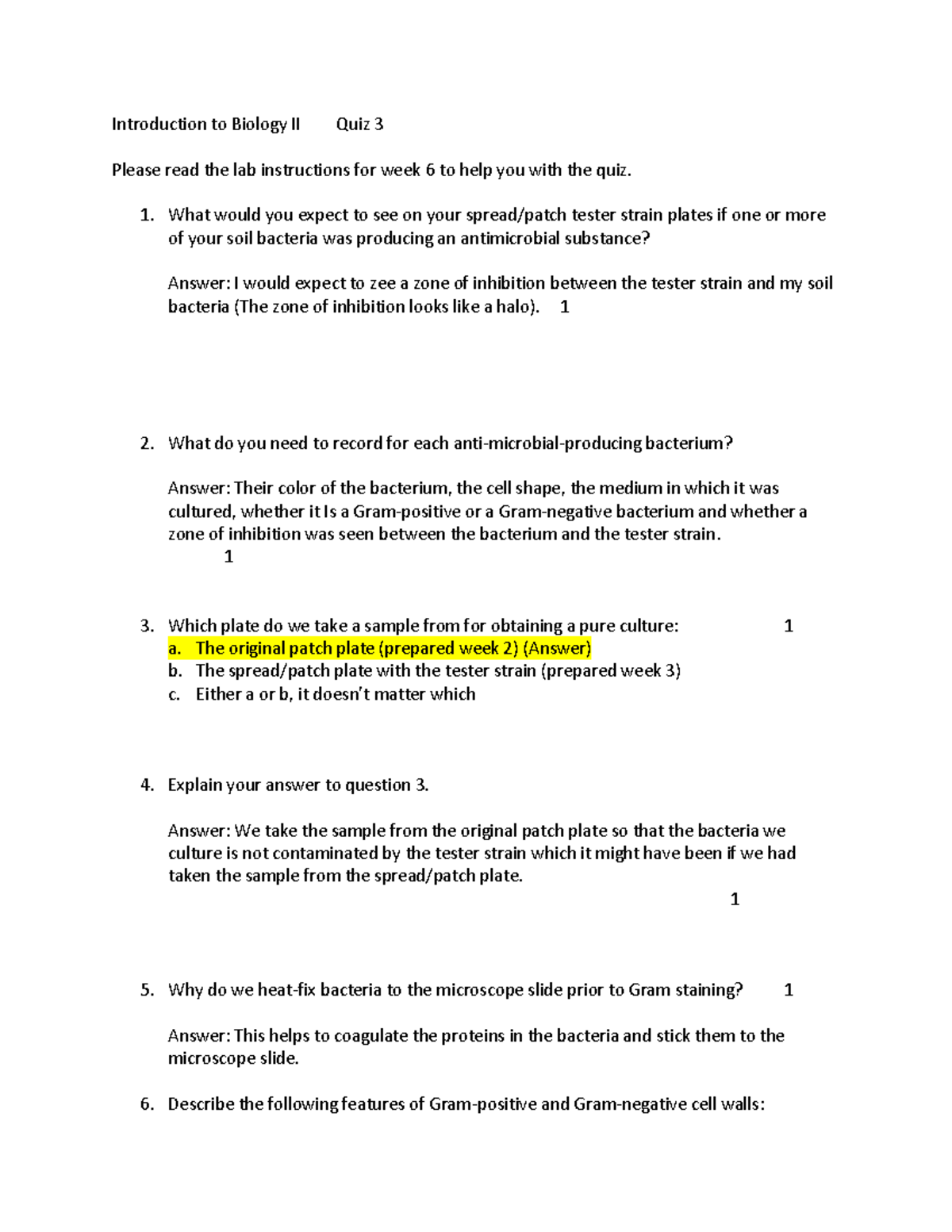 Introduction to Biology I Quiz 5 - What would you expect to see on your ...