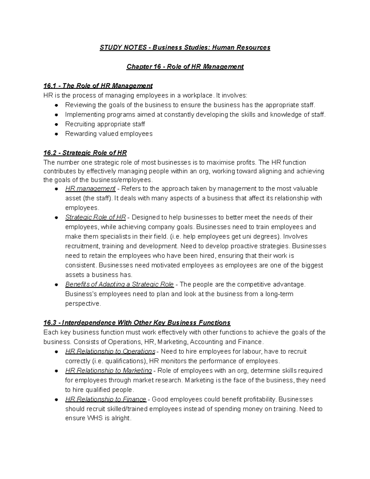 hr-notes-study-notes-business-studies-human-resources-chapter-16