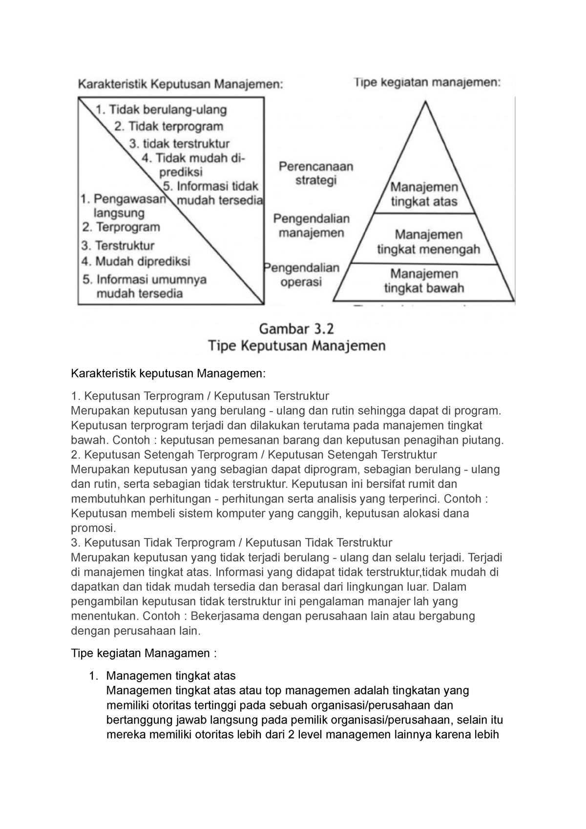 1 Sistem Informasi Karakteristik Keputusan Managemen Karakteristik Keputusan Managemen