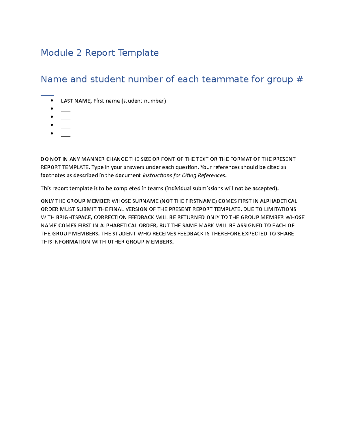Module 2 Report Template - Module 2 Report Template Name and student ...