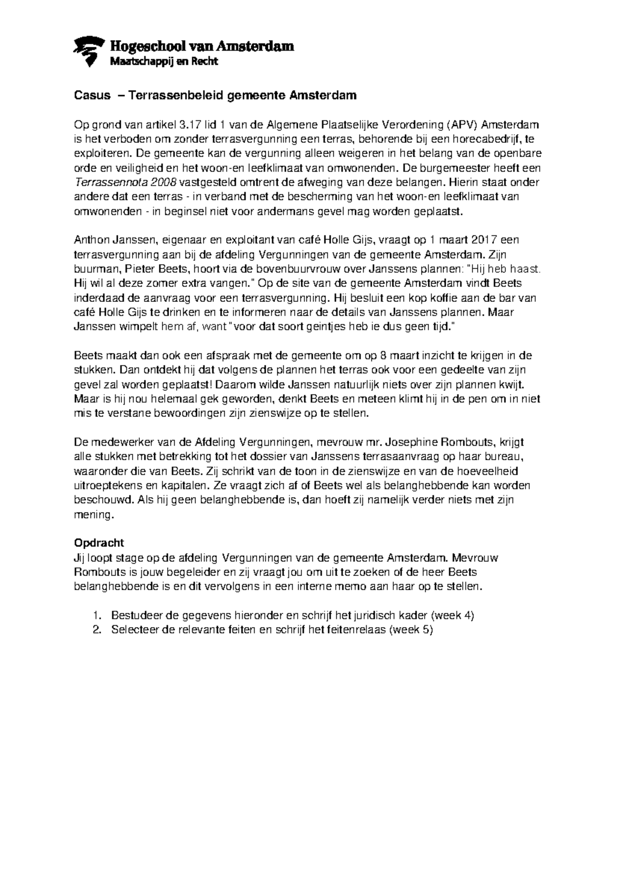 casus juridisch medewerker