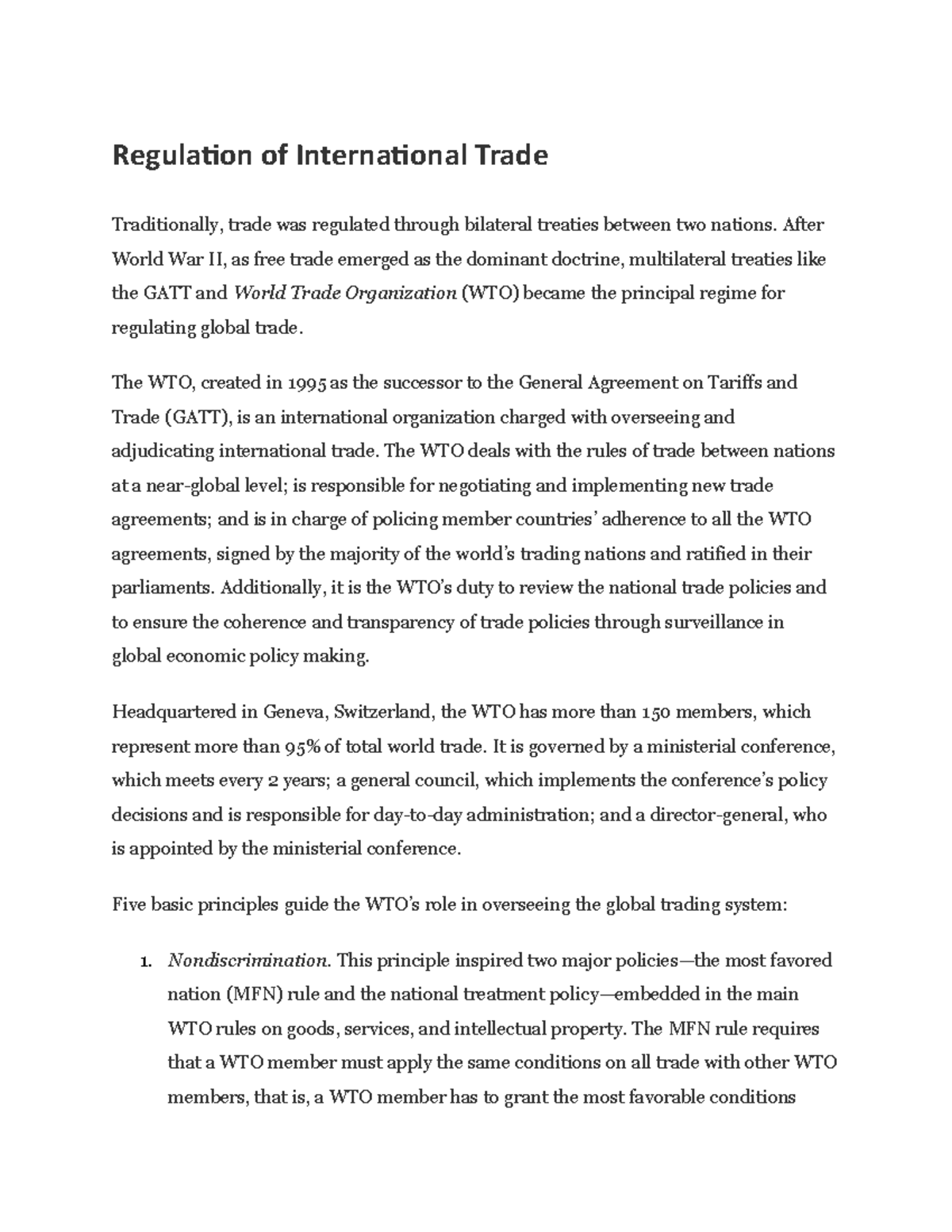 Regulation of International Trade - Regulation of International Trade ...