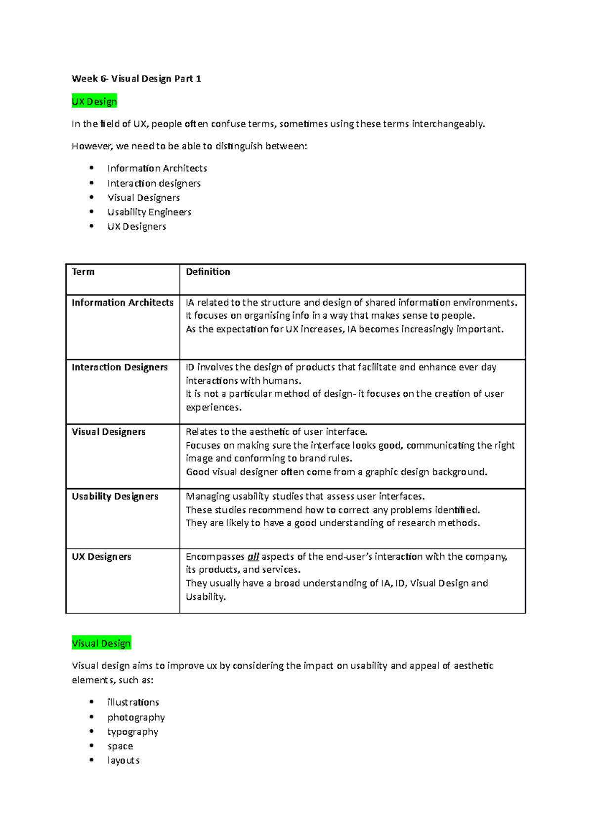 Week 6- Visual Design Part 1 - However, we need to be able to ...