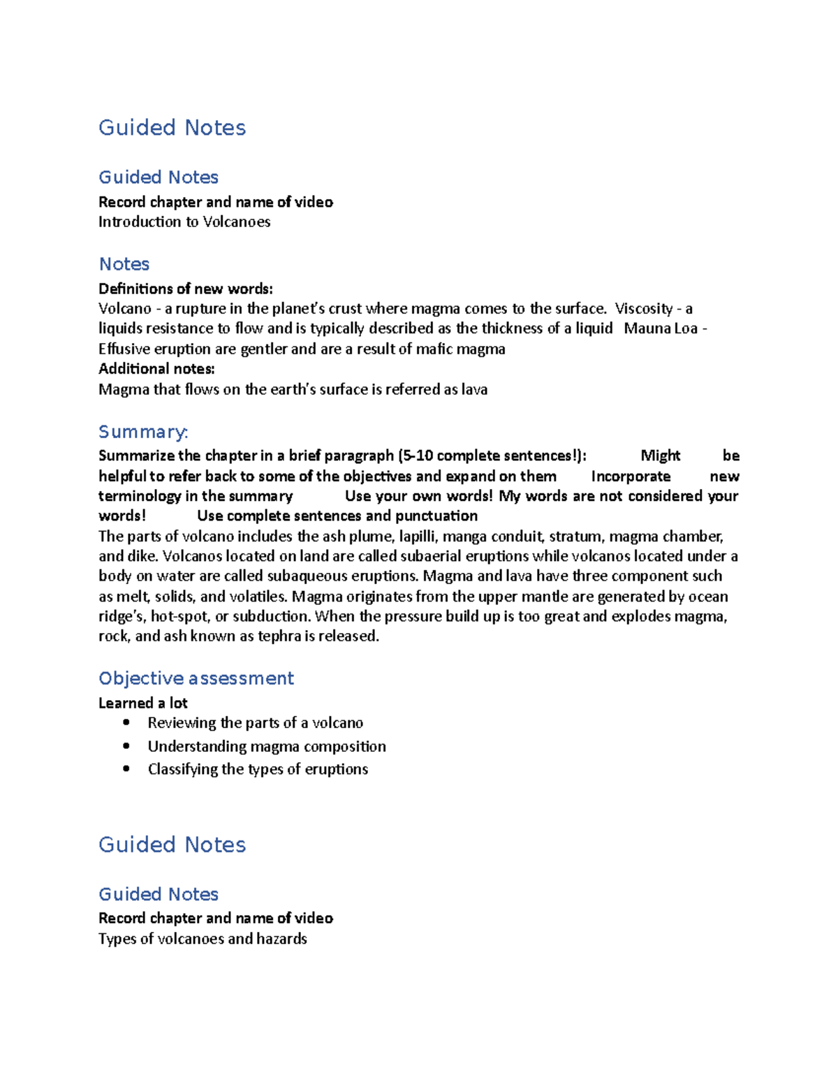 Guided Notes 9 - Guided Notes Guided Notes Record chapter and name of ...