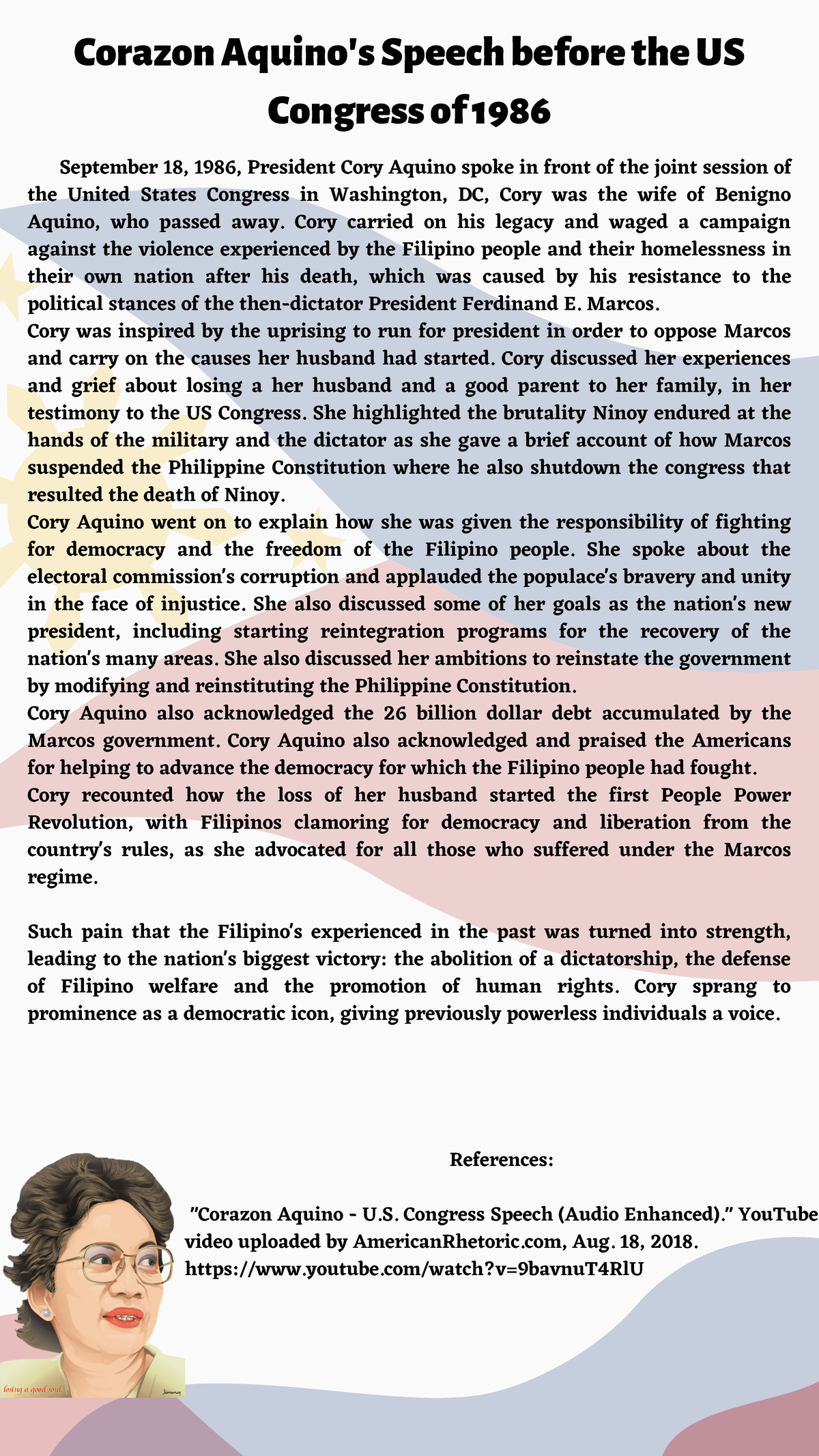 essay about speech of corazon aquino