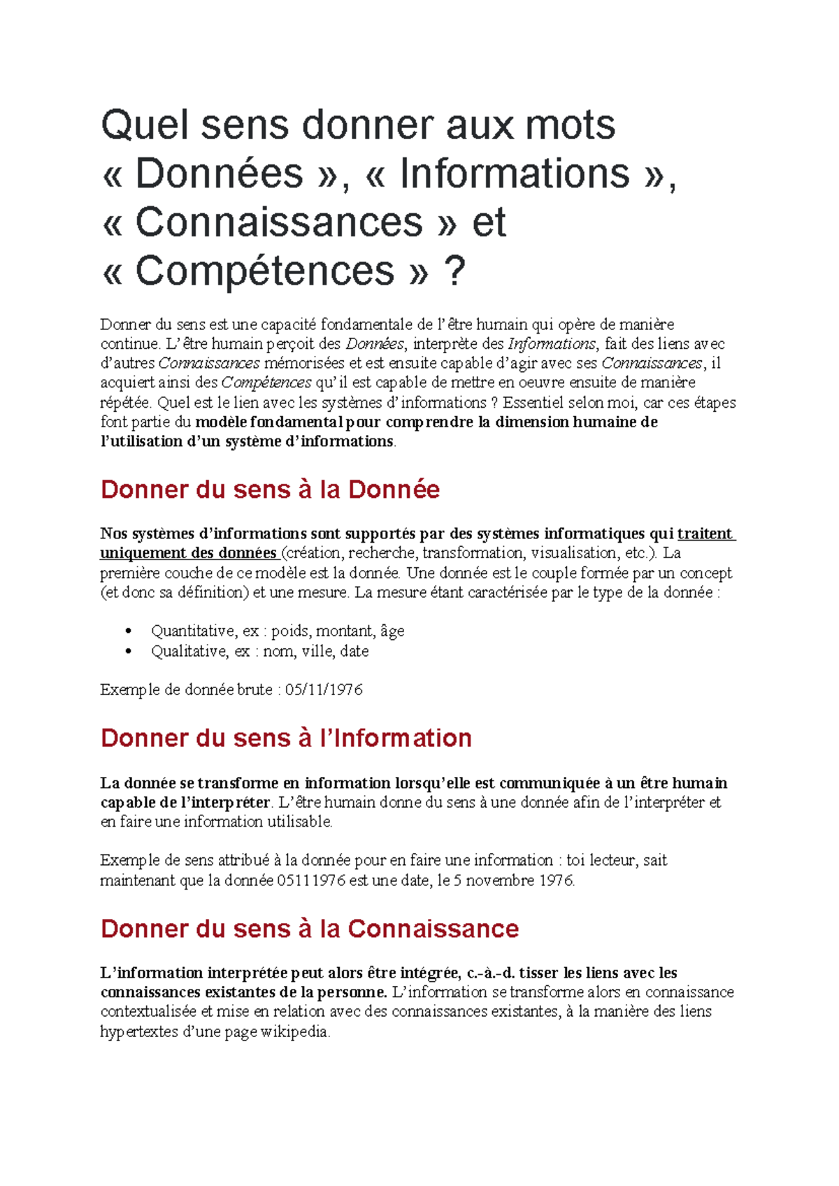 Don info con - hi dear - Quel sens donner aux mots « Données ...