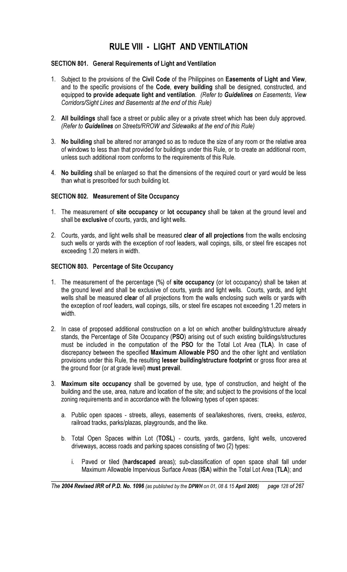 Rule VIII Light and Ventilation RULE VIII LIGHT AND VENTILATION