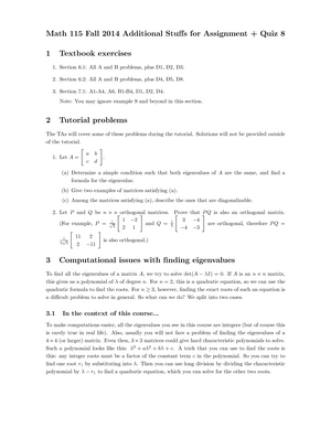 Math 115 Linear Algebra For Engineering Uwaterloo Studocu